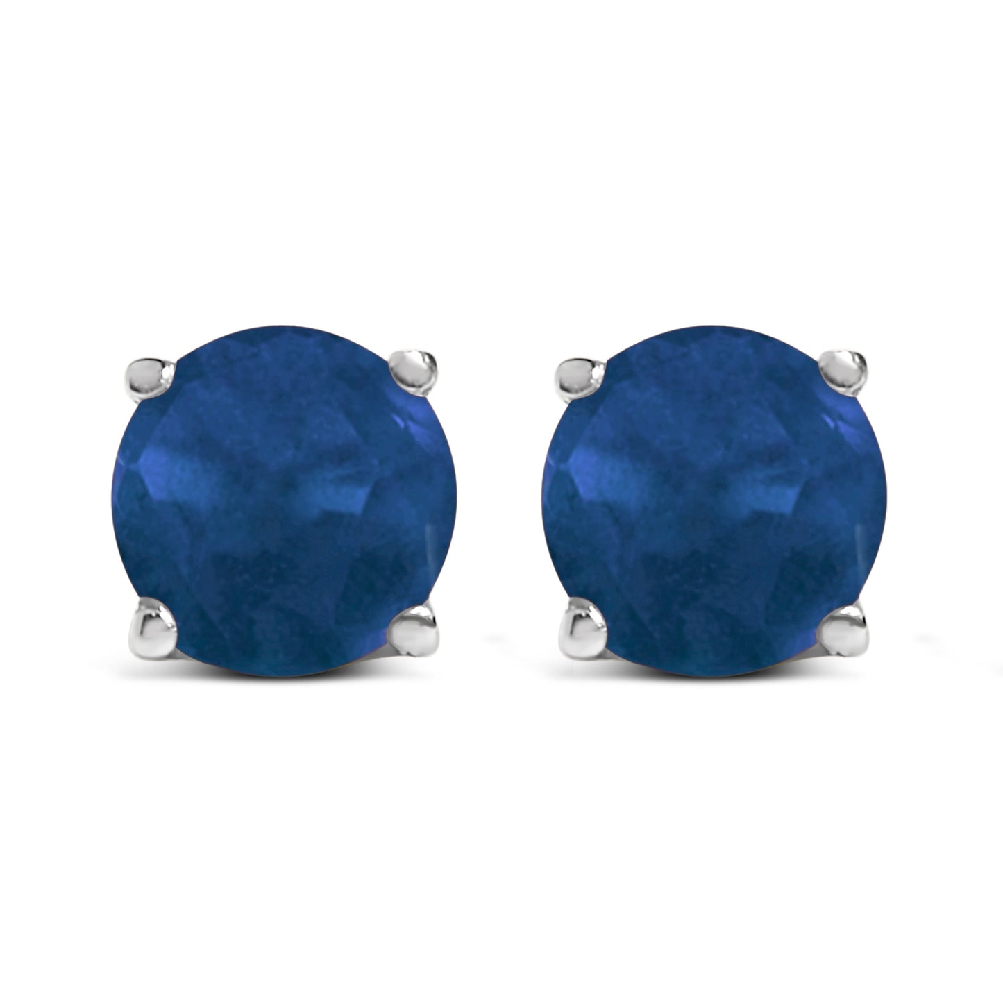 Pendientes de Stud de Amatista Púrpura Redonda de Oro Blanco de 14K