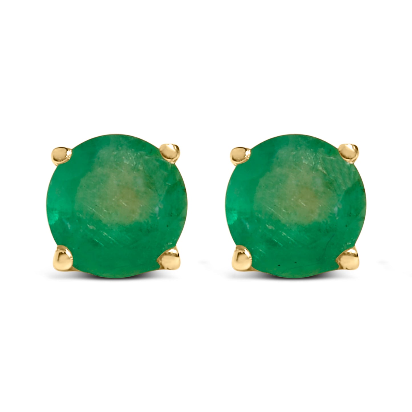 Pendientes de Stud de Amatista Púrpura Redonda de Oro Blanco de 14K