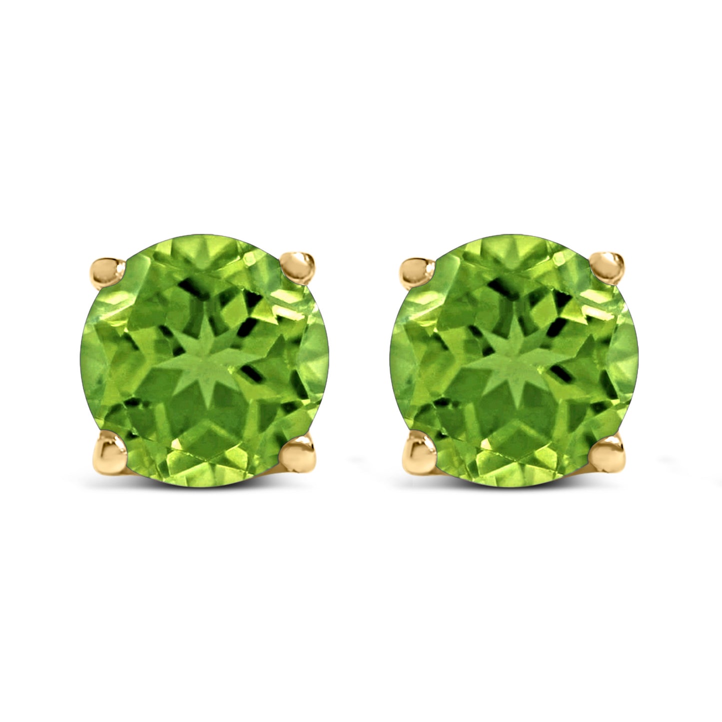 Pendientes de Stud de Amatista Púrpura Redonda de Oro Blanco de 14K