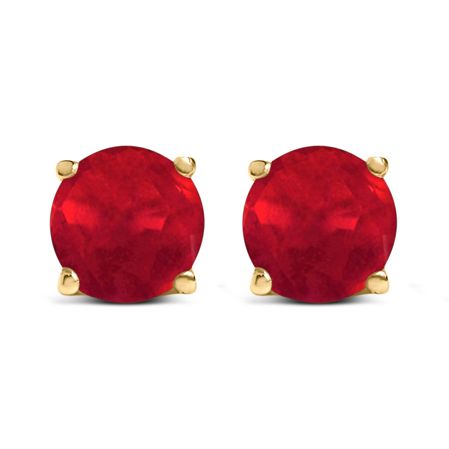 Pendientes de Stud de Amatista Púrpura Redonda de Oro Blanco de 14K