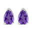 Boucles d'oreilles en or blanc 14K avec améthystes violettes en forme de poire