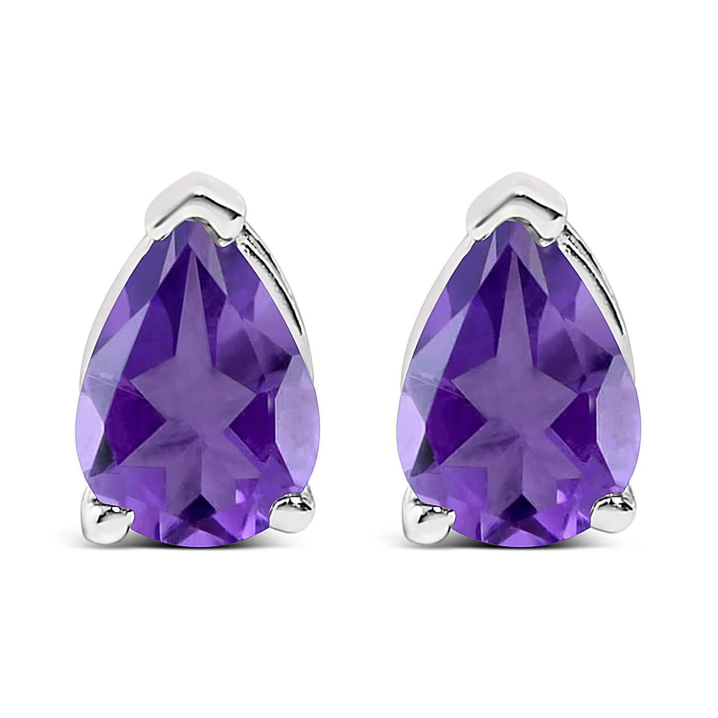 Boucles d'oreilles en or blanc 14K avec améthystes violettes en forme de poire