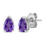 Boucles d'oreilles en or blanc 14K avec améthystes violettes en forme de poire