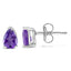 Boucles d'oreilles en or blanc 14K avec améthystes violettes en forme de poire
