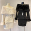Ensemble manteau en fausse fourrure et jupe à épaules dénudées