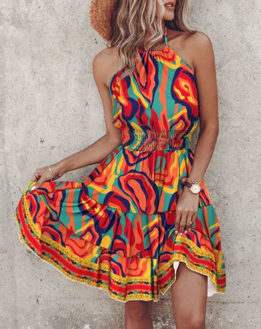 Robe Halter Chic d'Été - Design A-Line Élégant