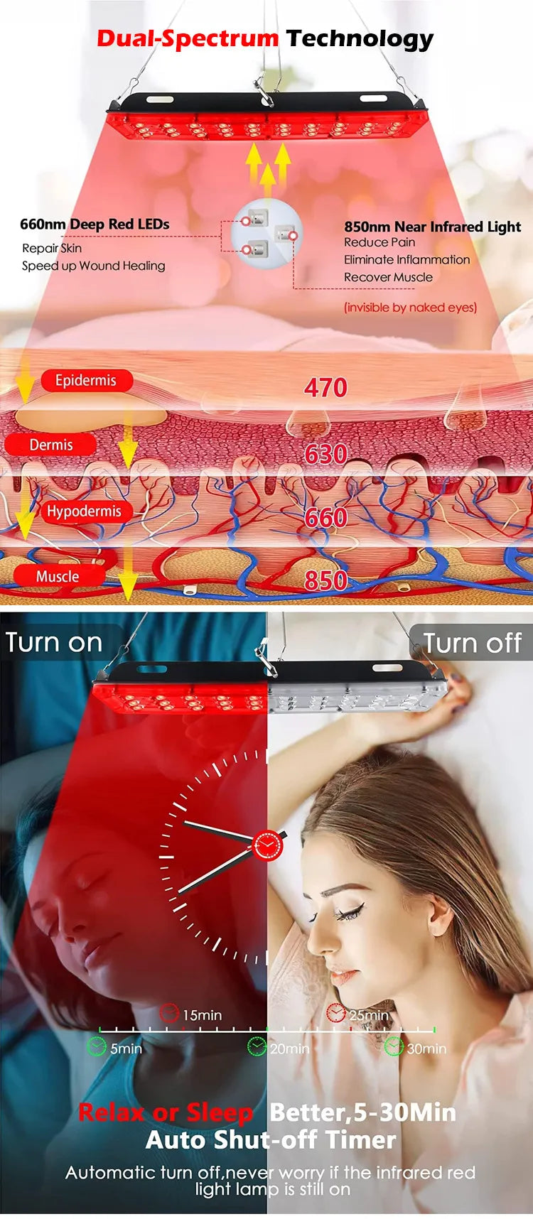 Lampe de physiothérapie infrarouge ajustable Nano