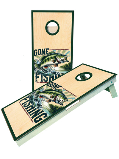 Ultimate Gone Fishing Cornhole Boards with Jumping Fish Design - Korvel