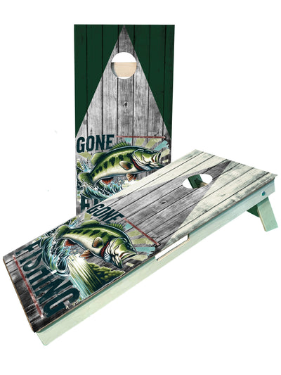Ultimate Gone Fishing Cornhole Boards with Jumping Fish Design - Korvel