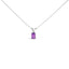 14K White Gold Emerald Cut Purple Amethyst Pendant Necklace