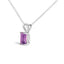 14K White Gold Emerald Cut Purple Amethyst Pendant Necklace
