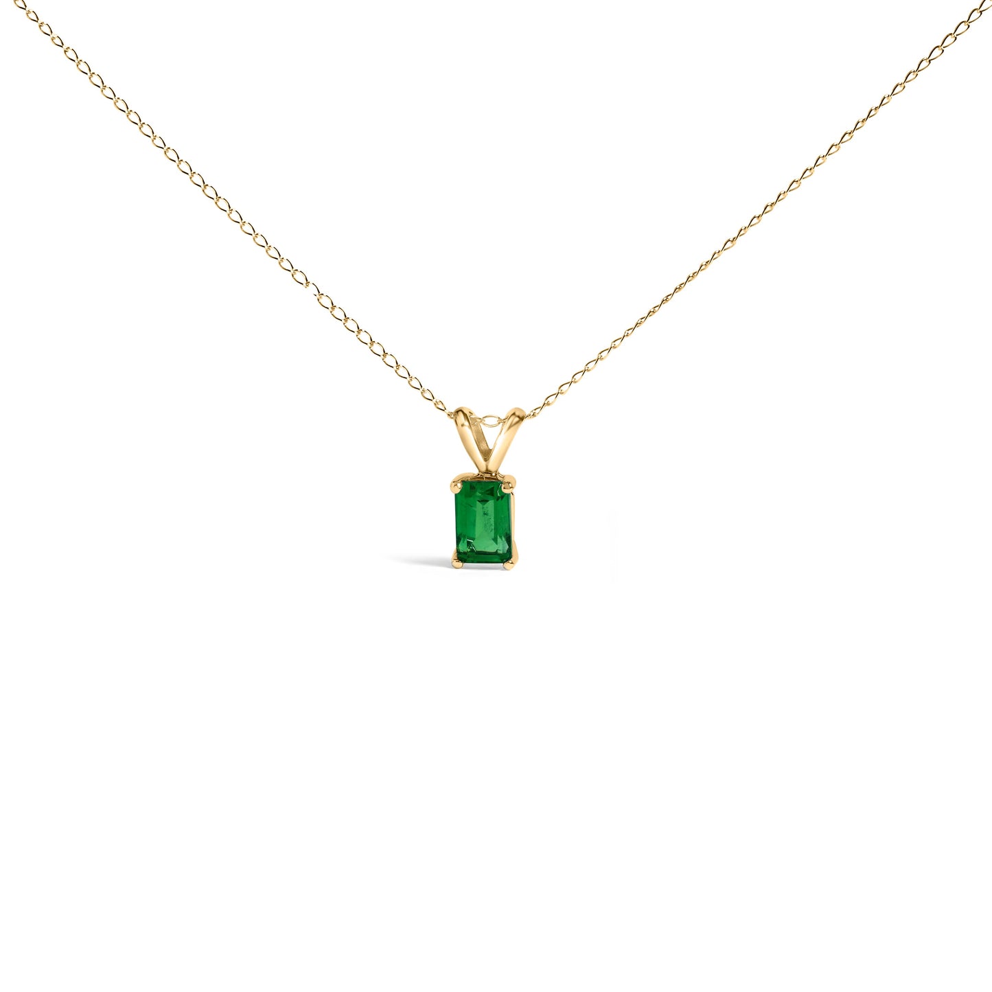 14K White Gold Emerald Cut Purple Amethyst Pendant Necklace