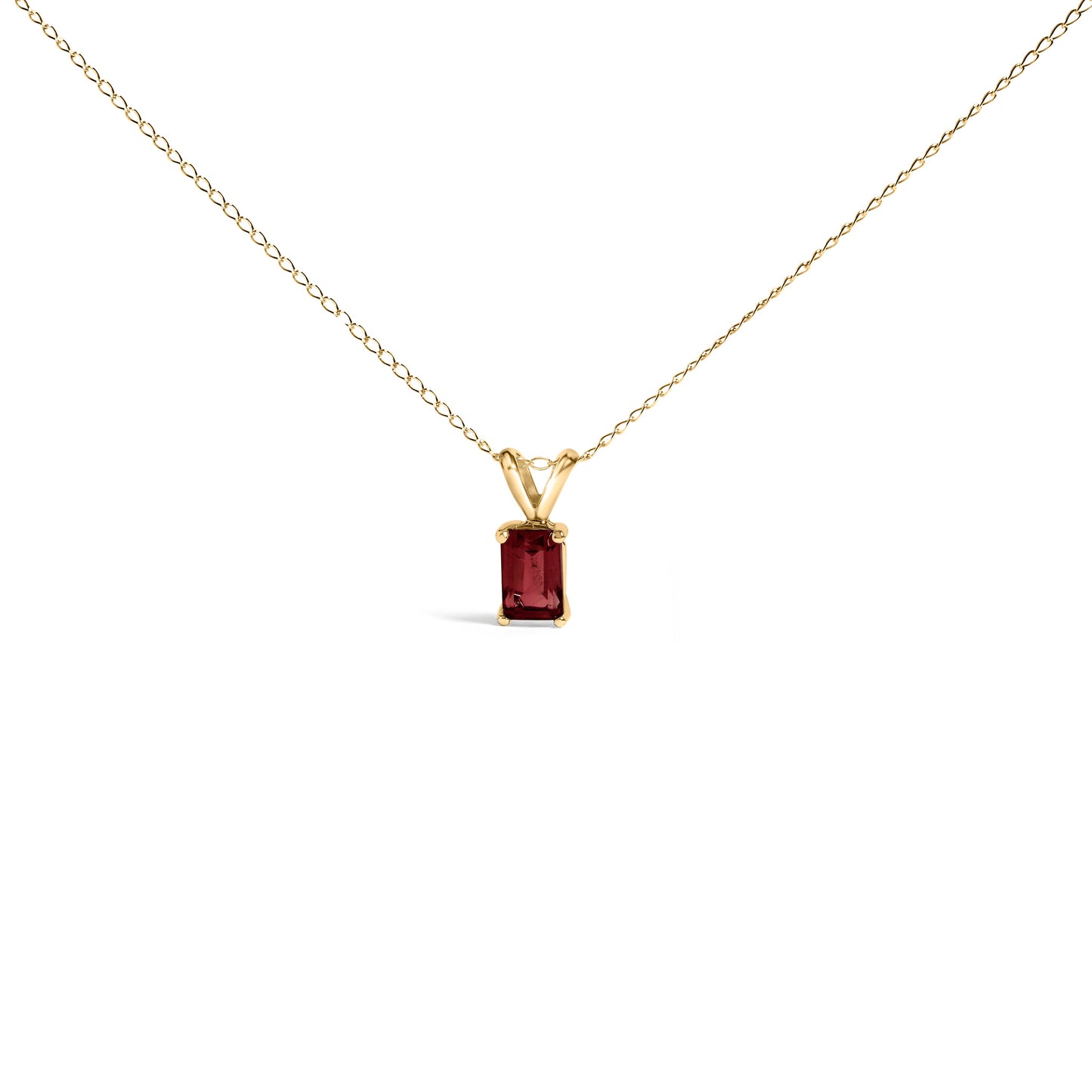14K White Gold Emerald Cut Purple Amethyst Pendant Necklace