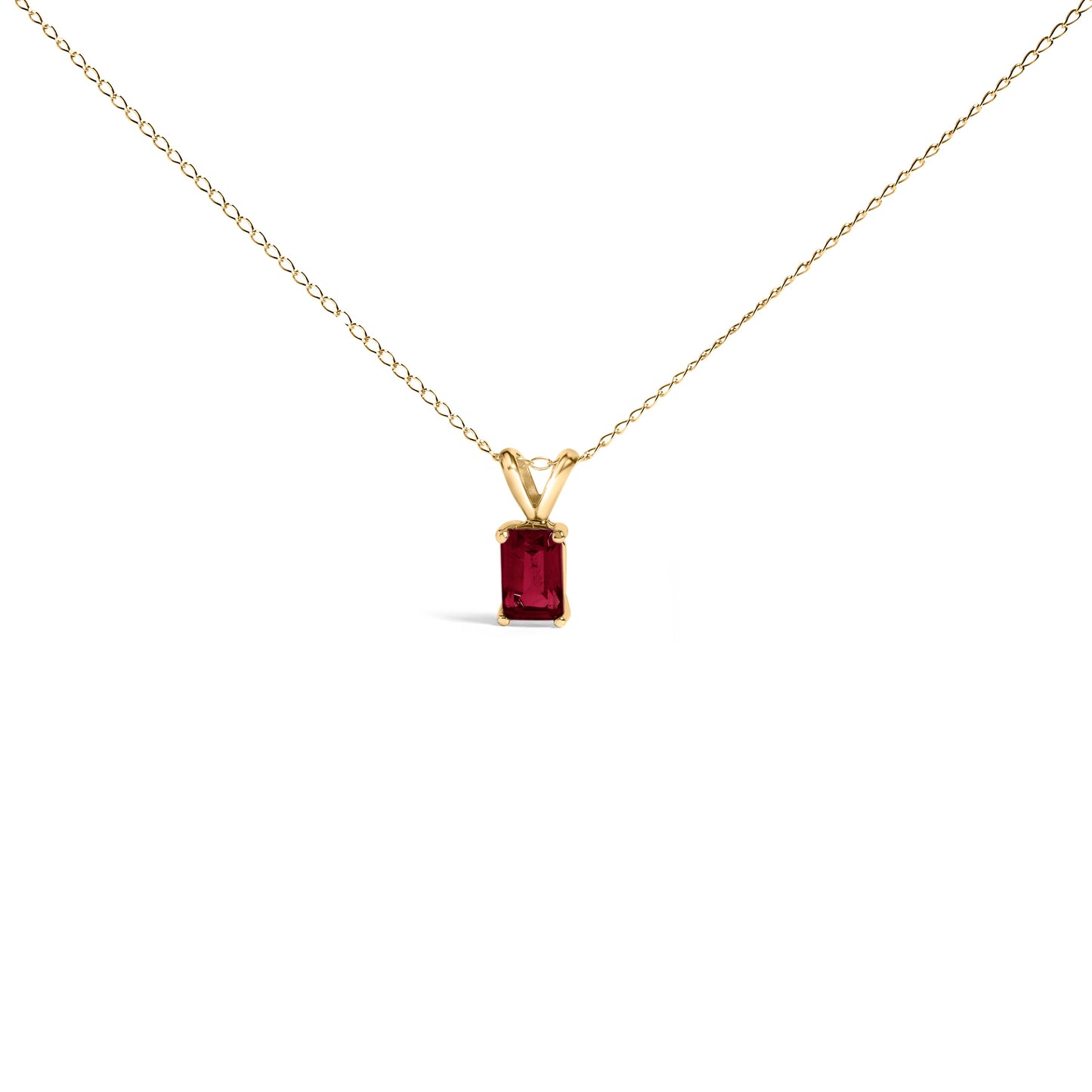 14K White Gold Emerald Cut Purple Amethyst Pendant Necklace