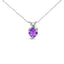 Collier Pendentif en Améthyste Violet en Forme de Cœur en Or Blanc 14K