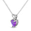 Collier Pendentif en Améthyste Violet en Forme de Cœur en Or Blanc 14K