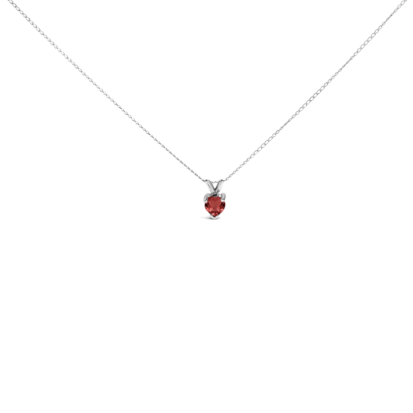 Collier Pendentif en Améthyste Violet en Forme de Cœur en Or Blanc 14K