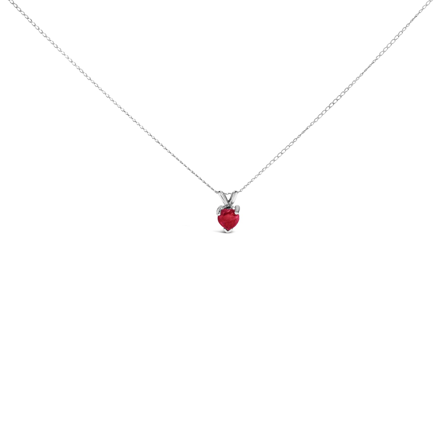Collier Pendentif en Améthyste Violet en Forme de Cœur en Or Blanc 14K