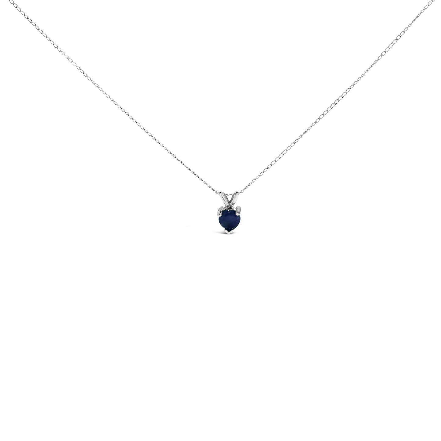 Collier Pendentif en Améthyste Violet en Forme de Cœur en Or Blanc 14K