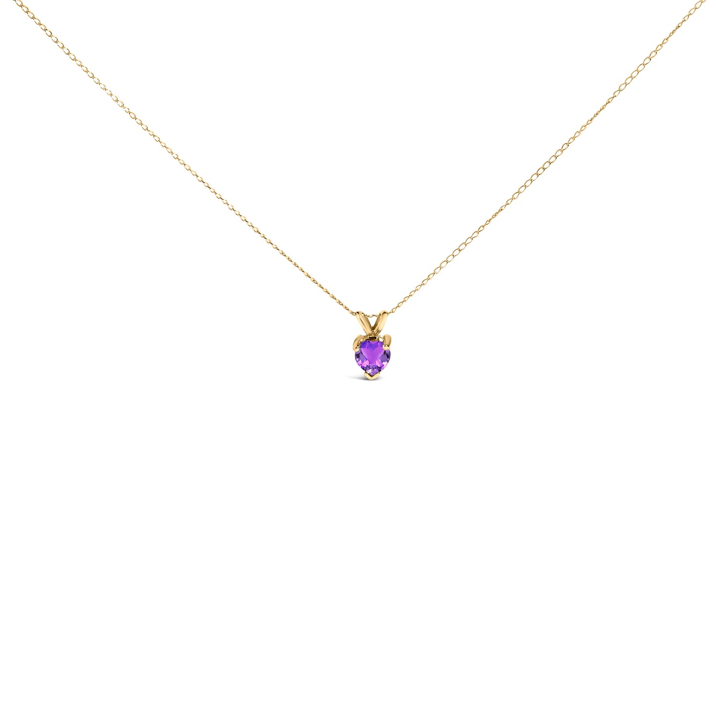 Collier Pendentif en Améthyste Violet en Forme de Cœur en Or Blanc 14K
