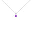 Collier Pendentif Carré en Améthyste Violet en Or Blanc 14K