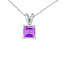 Collier Pendentif Carré en Améthyste Violet en Or Blanc 14K