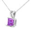 Collier Pendentif Carré en Améthyste Violet en Or Blanc 14K