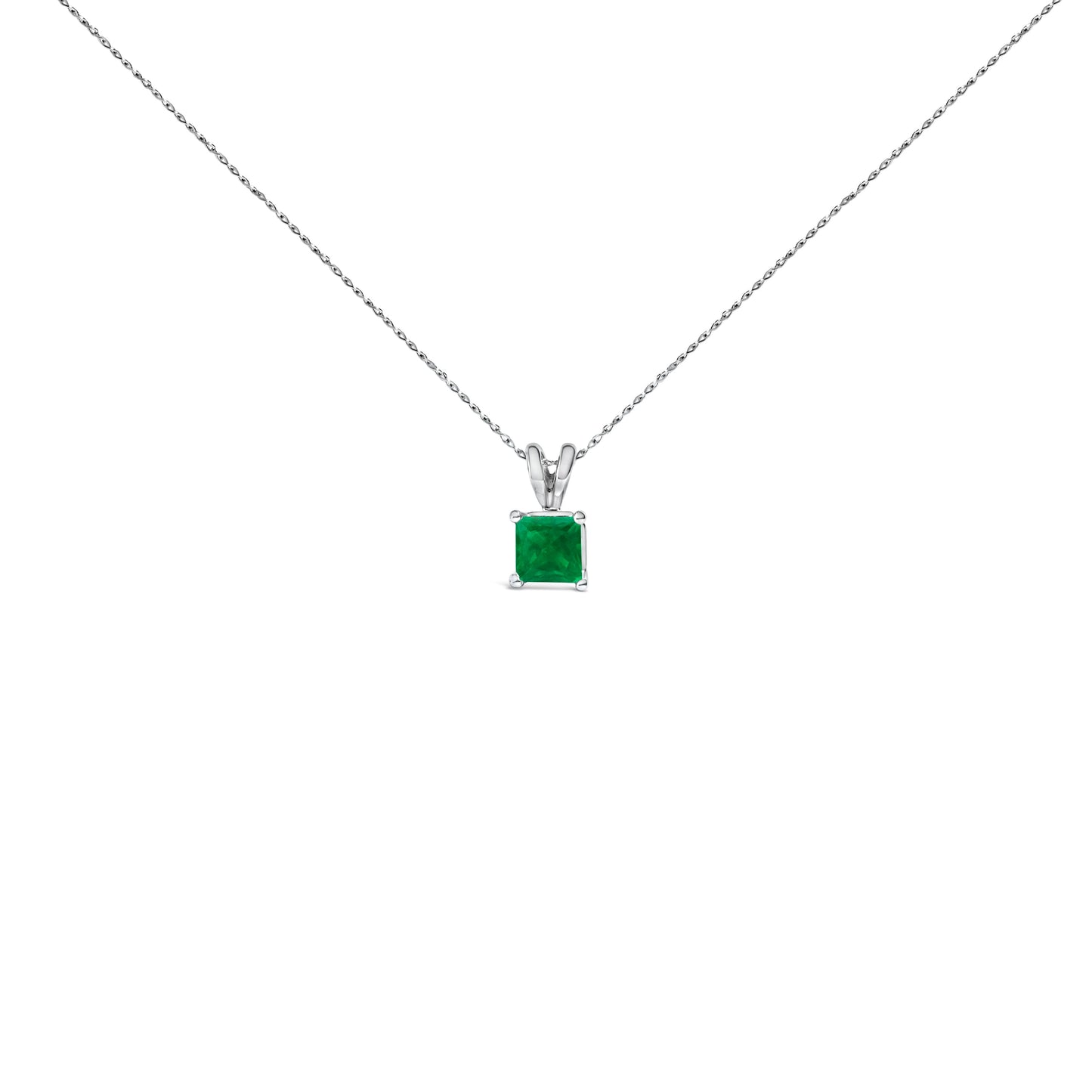 Collier Pendentif Carré en Améthyste Violet en Or Blanc 14K