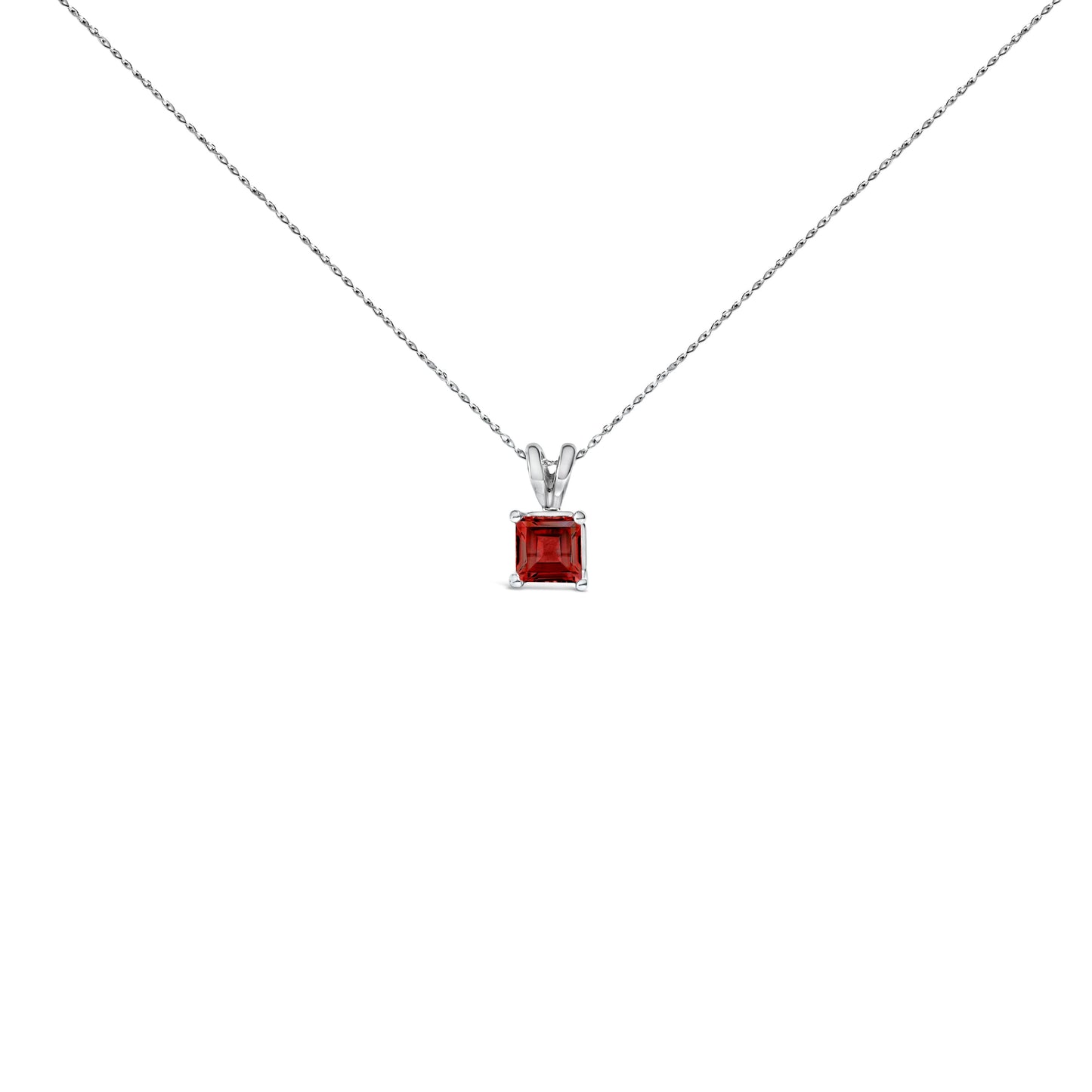 Collier Pendentif Carré en Améthyste Violet en Or Blanc 14K