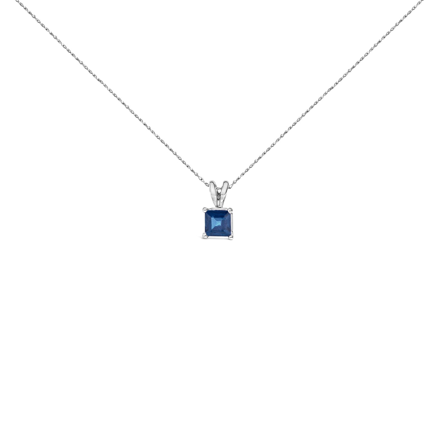 Collier Pendentif Carré en Améthyste Violet en Or Blanc 14K
