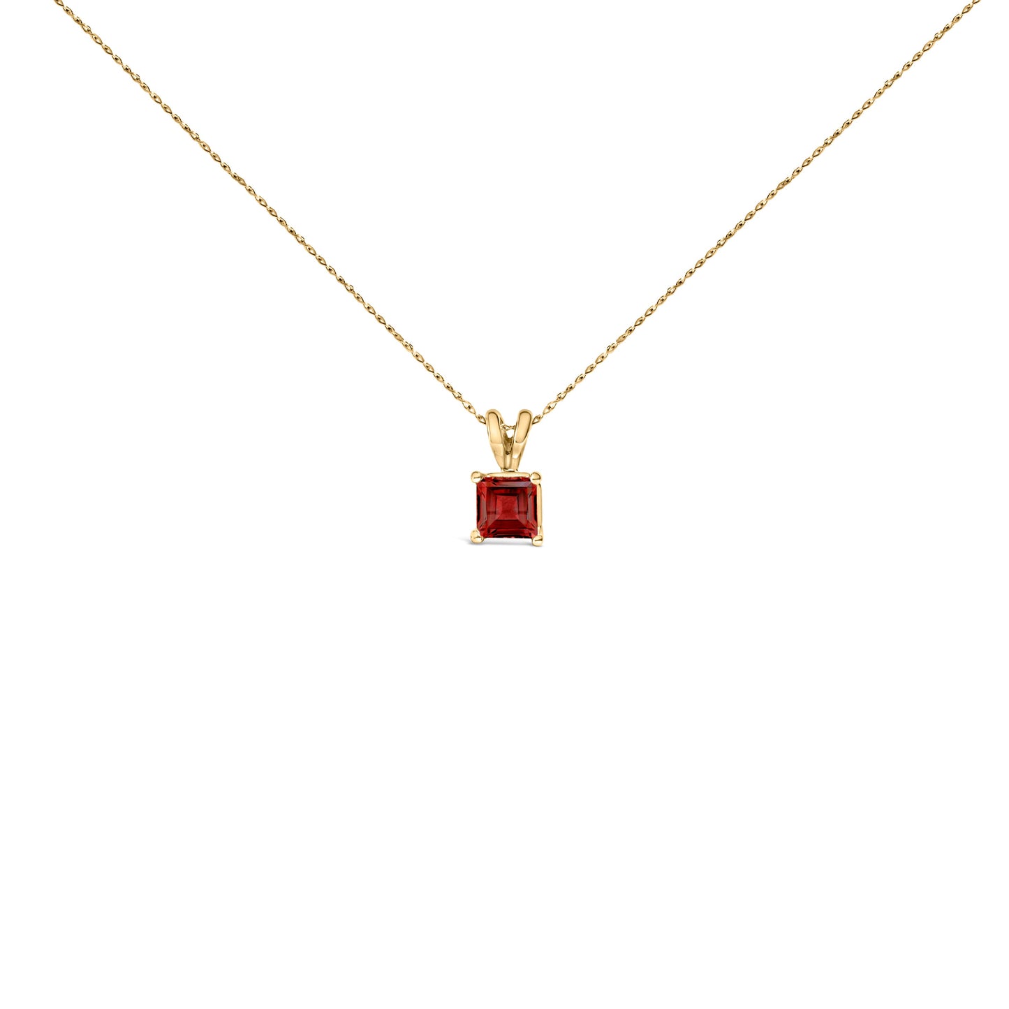 Collier Pendentif Carré en Améthyste Violet en Or Blanc 14K