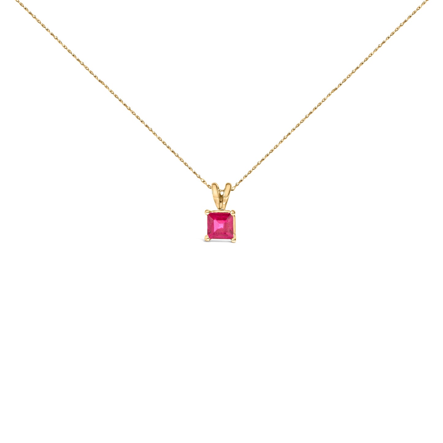 Collier Pendentif Carré en Améthyste Violet en Or Blanc 14K