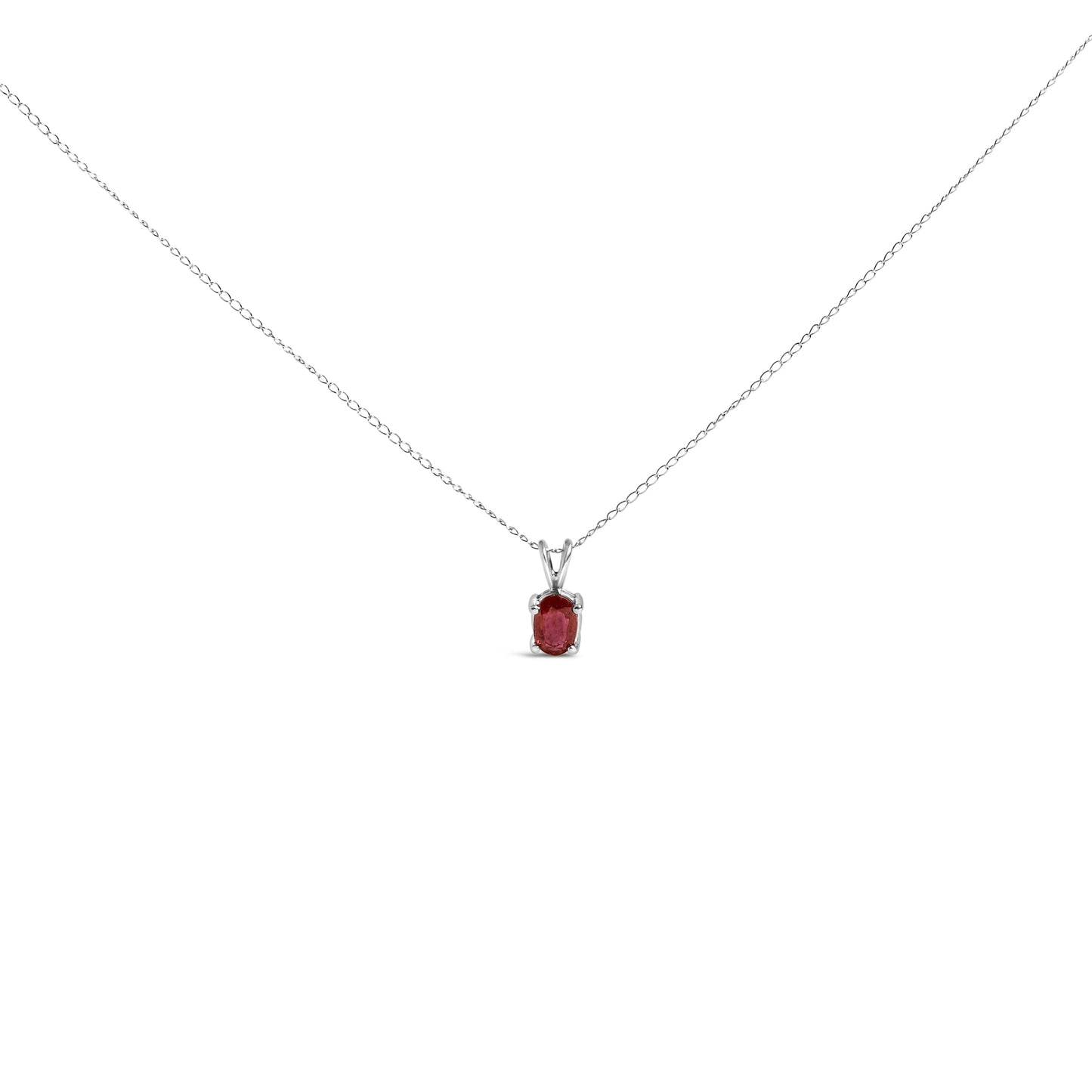 Collar con colgante de amatista púrpura ovalada en oro blanco de 14 quilates
