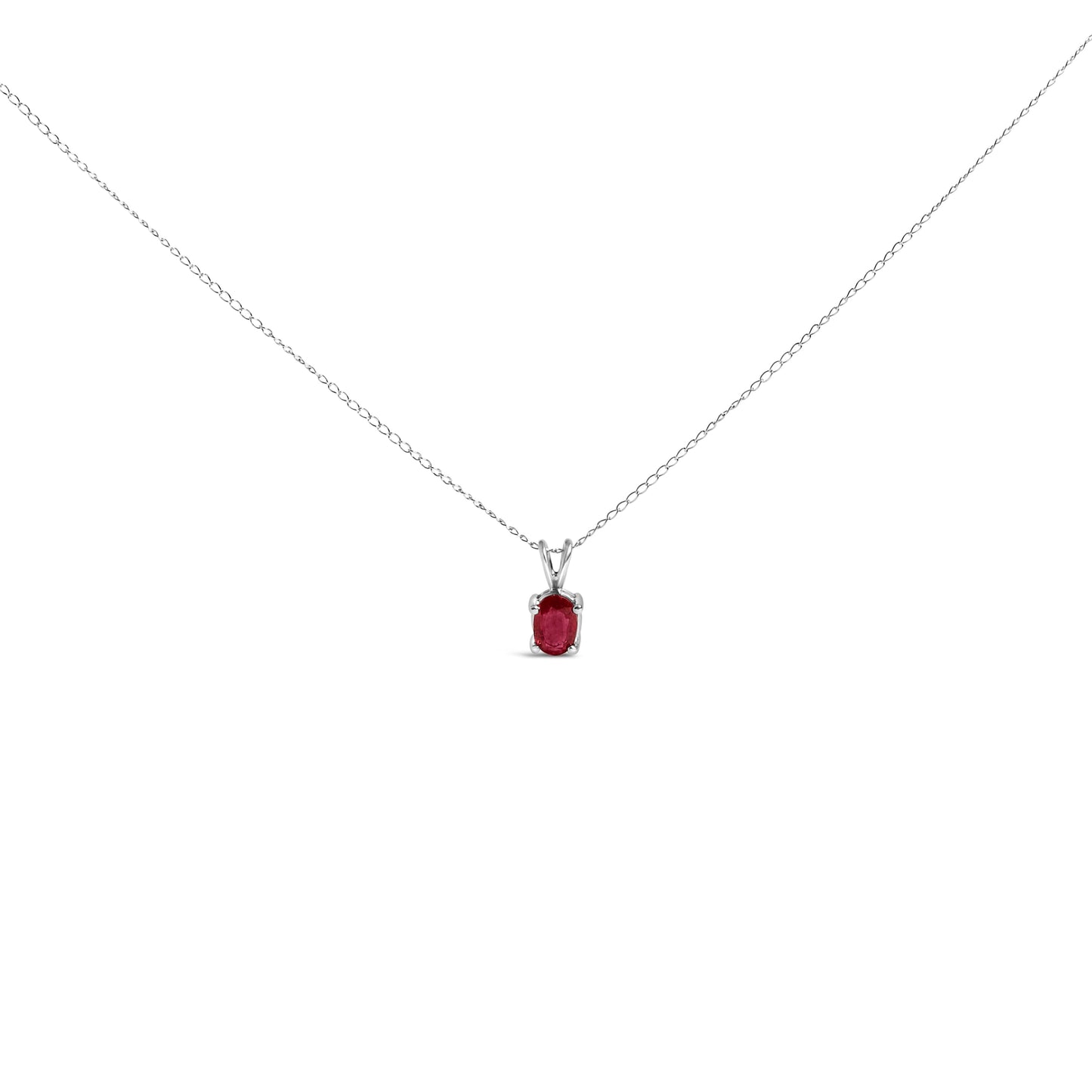 Collar con colgante de amatista púrpura ovalada en oro blanco de 14 quilates