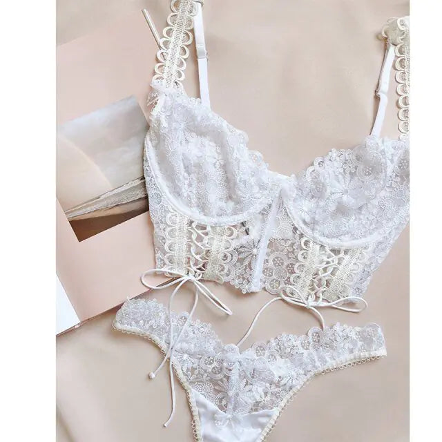 Conjunto de Lencería de Encaje Elegante para Mujeres