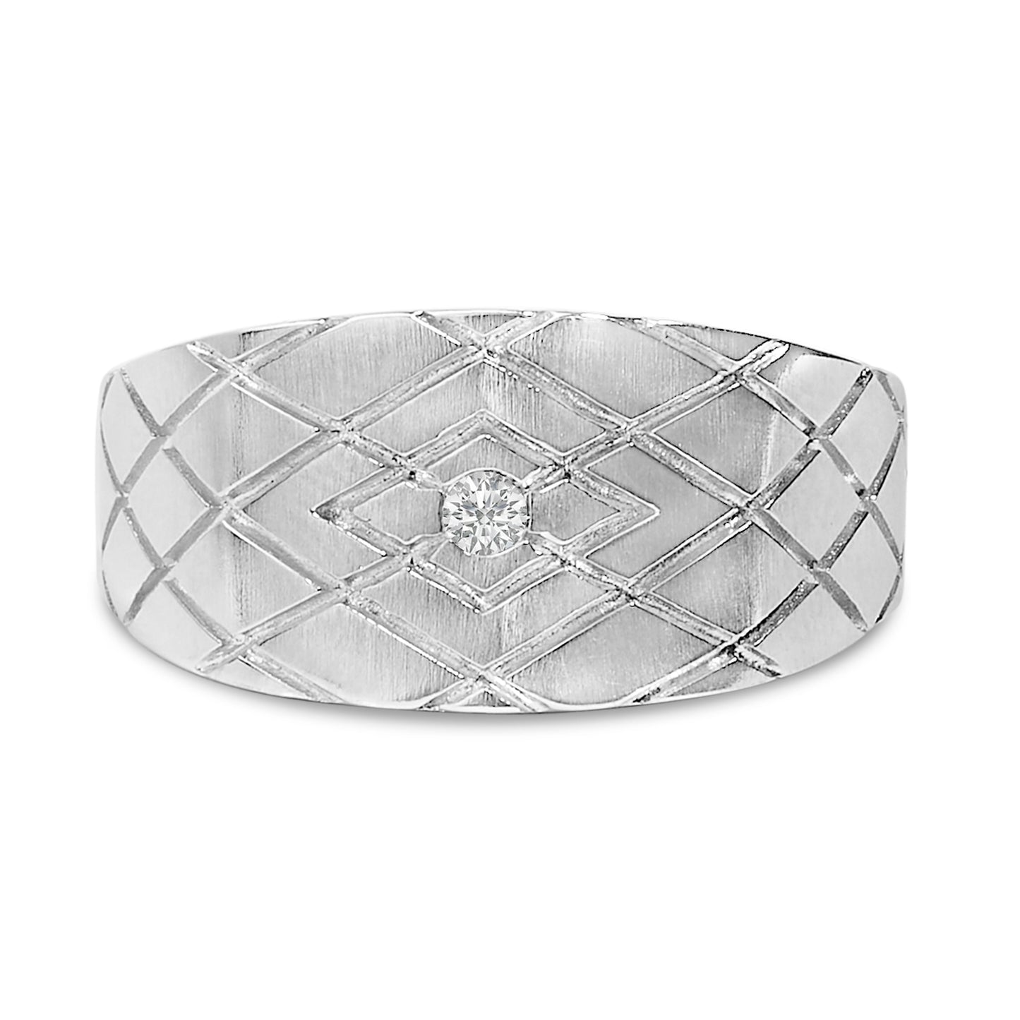 Bague en Argent Sterling avec Accent de Diamant en Forme Géométrique
