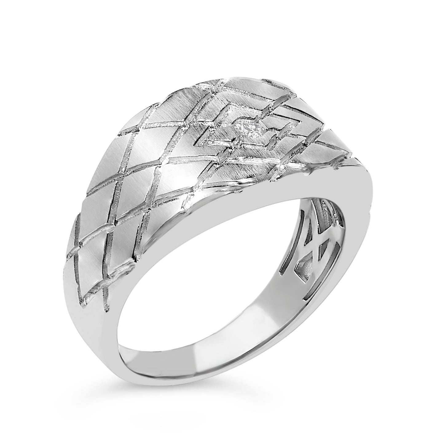 Bague en Argent Sterling avec Accent de Diamant en Forme Géométrique