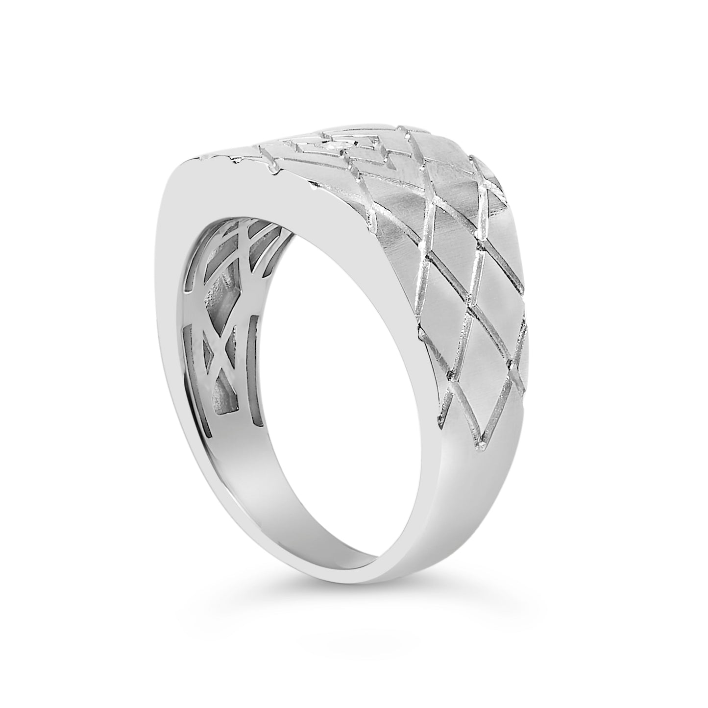 Bague en Argent Sterling avec Accent de Diamant en Forme Géométrique