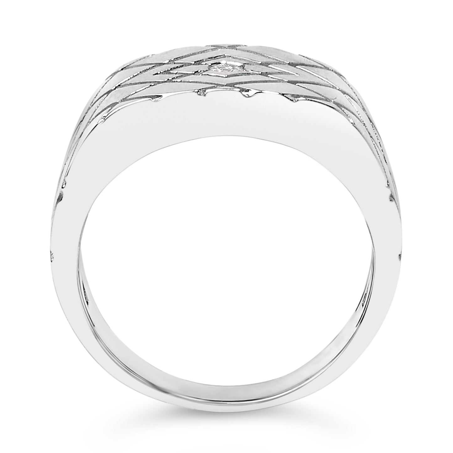 Bague en Argent Sterling avec Accent de Diamant en Forme Géométrique