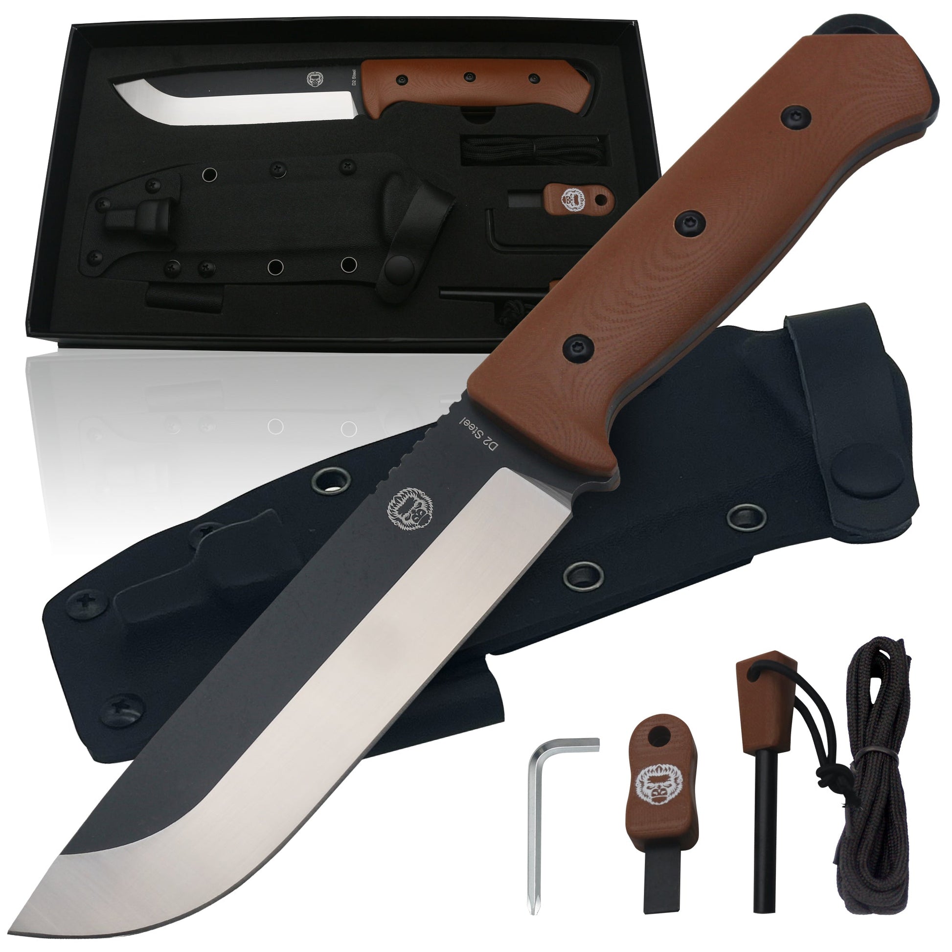 Bushwhacker D2 Steel Bushcraft Survival Knife Gift Set - Ultimate Outdoor Companion - Korvel