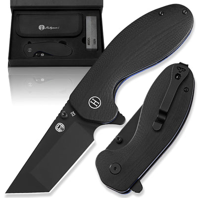 The Ultimate Pioneer Folding Pocket Knife Gift Set for Adventurers (Black & Blue) - Korvel