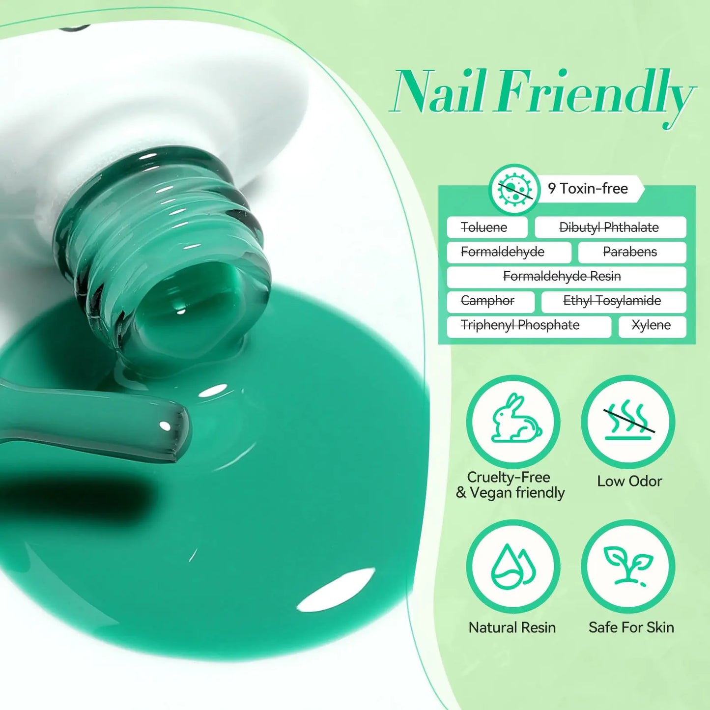 Born Pretty Green Gel Nail Polish Set - 6PCS Glitter Collection