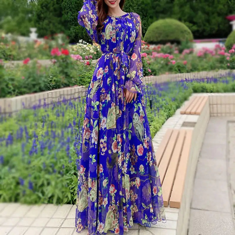 Elegant Floral Printed Maxi Dress
