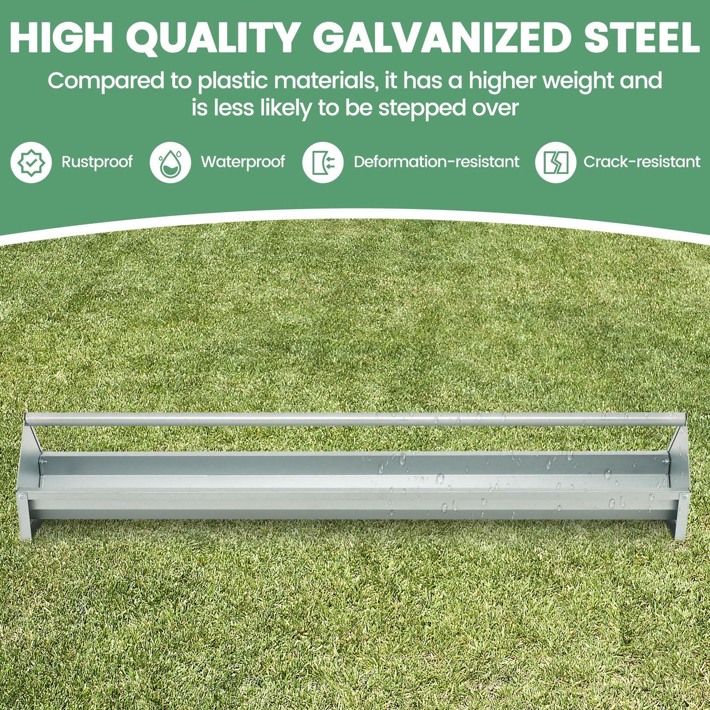 Premium Metal Chicken Feeder with Drainage Holes - Silver