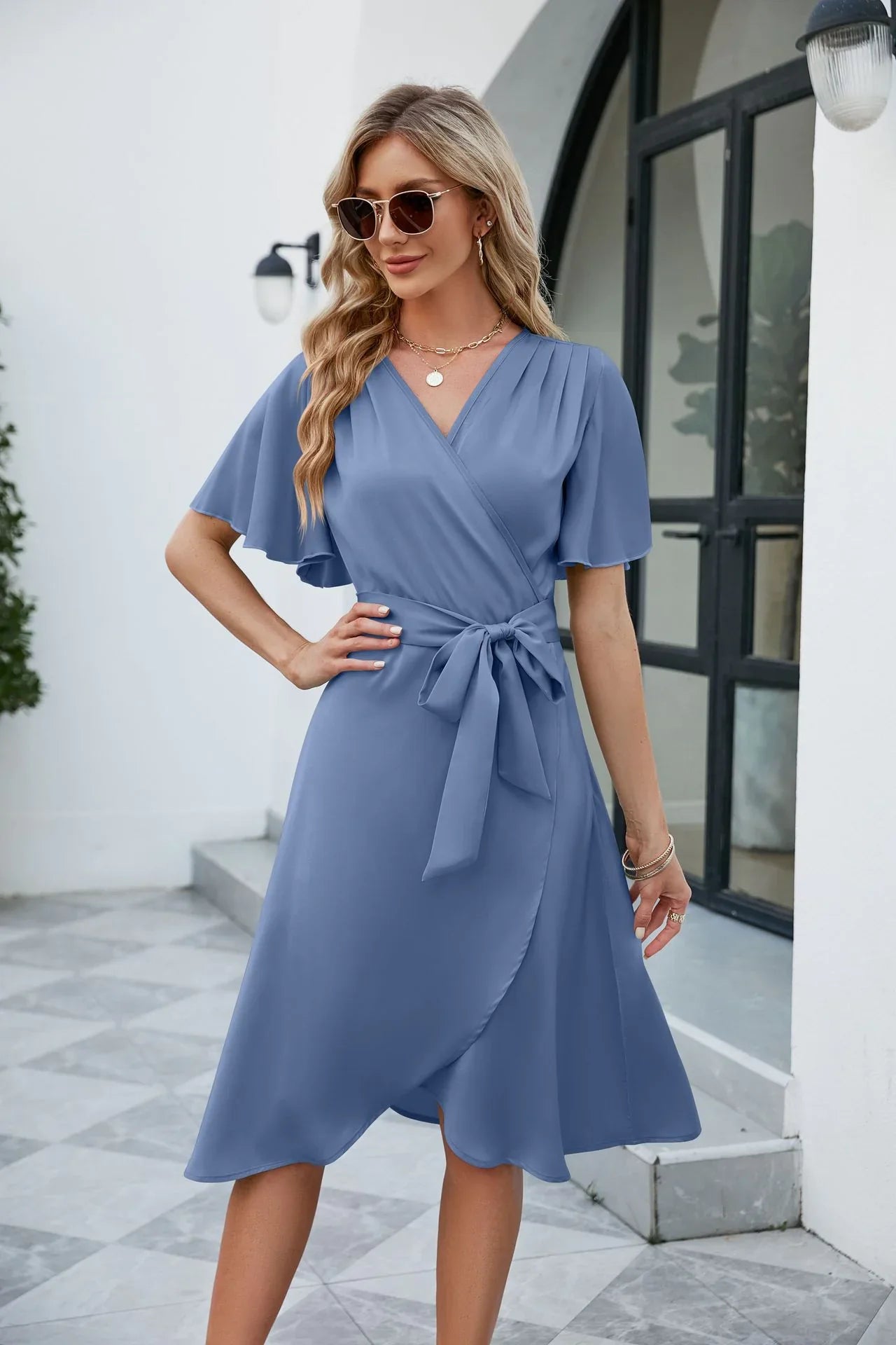 Robe Maxi à Encolure en V et Fente
