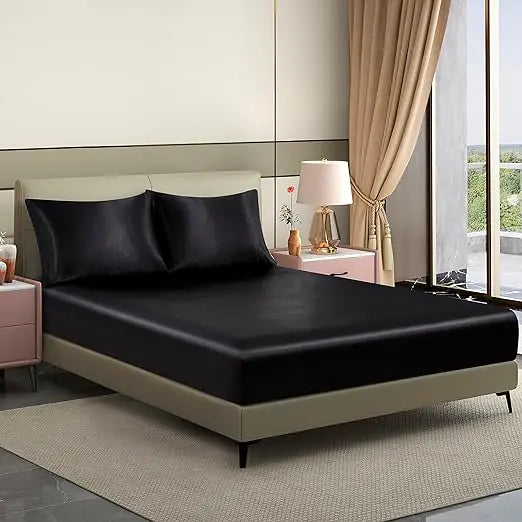 Juego de ropa de cama de satén lujoso para una comodidad elegante