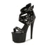 Sandales à talons hauts chunky avec plateforme à rivets pour femmes - Noir
