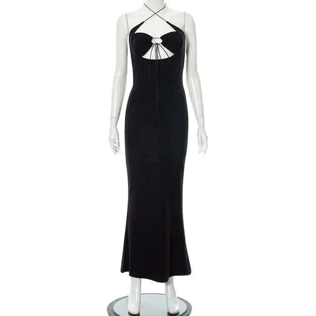 Vestido Largo Halter Elegante Sin Espalda