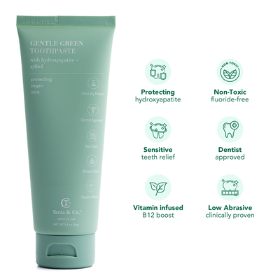 Gentle Green™ Sensitive Toothpaste with Hydroxyapatite & B12 (Fluoride-Free, Natural Enamel Support & Sensitive Teeth Relief) - Korvel