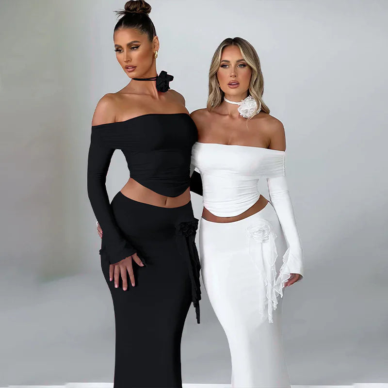 Elegant Long Sleeve Skirt Set for Stylish Occasions